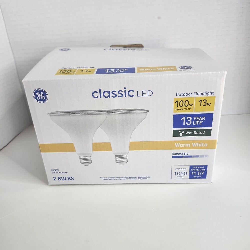 GE Classic 13yr Life LED Floodlight Outdoor Wet Rated 100W 1050 Lumens 2pk